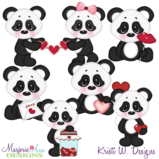 XOXO Panda SVG Cutting Files Includes Clipart - Click Image to Close